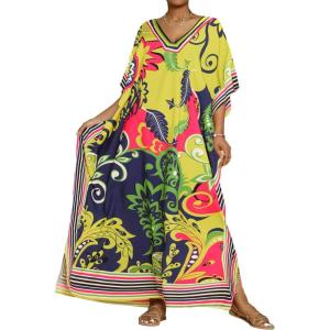 imageBsubseach Womens Caftan Swimsuit Cover Ups for Swimwear Boho Maxi Dress Summer Beach OutfitsYellow