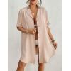 imageBsubseach Button Down Beach Cover Up for Women Bikini Swimsuit Coverups for Women 2025 Button Down Beach Dress ShirtKhaki