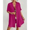 imageBsubseach Button Down Beach Cover Up for Women Bikini Swimsuit Coverups for Women 2025 Button Down Beach Dress ShirtRose Red