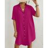 imageBsubseach Button Down Beach Cover Up for Women Bikini Swimsuit Coverups for Women 2025 Button Down Beach Dress ShirtRose Red