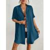 imageBsubseach Button Down Beach Cover Up for Women Bikini Swimsuit Coverups for Women 2025 Button Down Beach Dress ShirtSea Blue