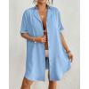 imageBsubseach Button Down Beach Cover Up for Women Bikini Swimsuit Coverups for Women 2025 Button Down Beach Dress ShirtSky Blue