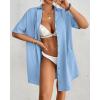 imageBsubseach Button Down Beach Cover Up for Women Bikini Swimsuit Coverups for Women 2025 Button Down Beach Dress ShirtSky Blue