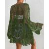 imageBsubseach Kimonos for Women 2025 Lace Swimsuit Cover Ups Open Front Back Cut Out Beach Summer CardiganArmy Green