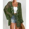 imageBsubseach Kimonos for Women 2025 Lace Swimsuit Cover Ups Open Front Back Cut Out Beach Summer CardiganArmy Green
