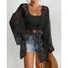 imageBsubseach Kimonos for Women 2025 Lace Swimsuit Cover Ups Open Front Back Cut Out Beach Summer CardiganBlack