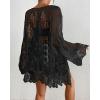 imageBsubseach Kimonos for Women 2025 Lace Swimsuit Cover Ups Open Front Back Cut Out Beach Summer CardiganBlack