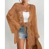 imageBsubseach Kimonos for Women 2025 Lace Swimsuit Cover Ups Open Front Back Cut Out Beach Summer CardiganOrange Brown