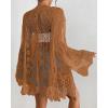 imageBsubseach Kimonos for Women 2025 Lace Swimsuit Cover Ups Open Front Back Cut Out Beach Summer CardiganOrange Brown