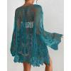 imageBsubseach Kimonos for Women 2025 Lace Swimsuit Cover Ups Open Front Back Cut Out Beach Summer CardiganPeacock Blue