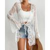 imageBsubseach Kimonos for Women 2025 Lace Swimsuit Cover Ups Open Front Back Cut Out Beach Summer CardiganWhite