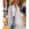 imageBsubseach Knit Shawl Wraps for Women Soft Fringe Poncho Sweater Cape with Hooded for Fall WinterBeige