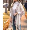imageBsubseach Knit Shawl Wraps for Women Soft Fringe Poncho Sweater Cape with Hooded for Fall WinterBeige