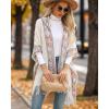 imageBsubseach Knit Shawl Wraps for Women Soft Fringe Poncho Sweater Cape with Hooded for Fall WinterBeige