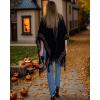imageBsubseach Knit Shawl Wraps for Women Soft Fringe Poncho Sweater Cape with Hooded for Fall WinterBlack