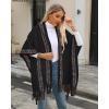imageBsubseach Knit Shawl Wraps for Women Soft Fringe Poncho Sweater Cape with Hooded for Fall WinterBlack