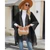 imageBsubseach Knit Shawl Wraps for Women Soft Fringe Poncho Sweater Cape with Hooded for Fall WinterBlack