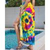 imageBsubseach Tie Dye Sarong Wraps for Women Swimsuit Coverups Long Bikini Wraps Beach Bathing Suit Cover UpRed Green