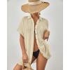 imageBsubseach Women Swimsuit Coverup Button Down Bathing Suit Cover Ups for Swimwear Short Sleeve Bikini Beach ShirtApricot