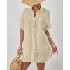 imageBsubseach Women Swimsuit Coverup Button Down Bathing Suit Cover Ups for Swimwear Short Sleeve Bikini Beach ShirtApricot