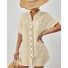 imageBsubseach Women Swimsuit Coverup Button Down Bathing Suit Cover Ups for Swimwear Short Sleeve Bikini Beach ShirtApricot