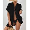 imageBsubseach Women Swimsuit Coverup Button Down Bathing Suit Cover Ups for Swimwear Short Sleeve Bikini Beach ShirtBlack