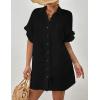 imageBsubseach Women Swimsuit Coverup Button Down Bathing Suit Cover Ups for Swimwear Short Sleeve Bikini Beach ShirtBlack