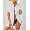 imageBsubseach Women Swimsuit Coverup Button Down Bathing Suit Cover Ups for Swimwear Short Sleeve Bikini Beach ShirtWhite