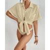 imageBsubseach Women Swimsuit Coverup Shirt Dress Button Down Bathing Suit Cover Up BeachwearApricot