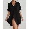 imageBsubseach Women Swimsuit Coverup Shirt Dress Button Down Bathing Suit Cover Up BeachwearBlack