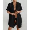 imageBsubseach Women Swimsuit Coverup Shirt Dress Button Down Bathing Suit Cover Up BeachwearBlack