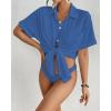 imageBsubseach Women Swimsuit Coverup Shirt Dress Button Down Bathing Suit Cover Up BeachwearBlue