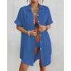imageBsubseach Women Swimsuit Coverup Shirt Dress Button Down Bathing Suit Cover Up BeachwearBlue