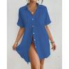 imageBsubseach Women Swimsuit Coverup Shirt Dress Button Down Bathing Suit Cover Up BeachwearBlue