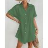 imageBsubseach Women Swimsuit Coverup Shirt Dress Button Down Bathing Suit Cover Up BeachwearGreen