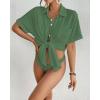 imageBsubseach Women Swimsuit Coverup Shirt Dress Button Down Bathing Suit Cover Up BeachwearGreen