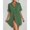 imageBsubseach Women Swimsuit Coverup Shirt Dress Button Down Bathing Suit Cover Up BeachwearGreen