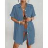 imageBsubseach Women Swimsuit Coverup Shirt Dress Button Down Bathing Suit Cover Up BeachwearHaze Blue