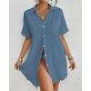 imageBsubseach Women Swimsuit Coverup Shirt Dress Button Down Bathing Suit Cover Up BeachwearHaze Blue
