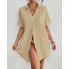imageBsubseach Women Swimsuit Coverup Shirt Dress Button Down Bathing Suit Cover Up BeachwearKhaki