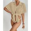 imageBsubseach Women Swimsuit Coverup Shirt Dress Button Down Bathing Suit Cover Up BeachwearKhaki