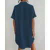 imageBsubseach Women Swimsuit Coverup Shirt Dress Button Down Bathing Suit Cover Up BeachwearNavy Blue