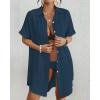 imageBsubseach Women Swimsuit Coverup Shirt Dress Button Down Bathing Suit Cover Up BeachwearNavy Blue