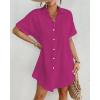 imageBsubseach Women Swimsuit Coverup Shirt Dress Button Down Bathing Suit Cover Up BeachwearRose Red