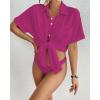 imageBsubseach Women Swimsuit Coverup Shirt Dress Button Down Bathing Suit Cover Up BeachwearRose Red