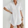 imageBsubseach Women Swimsuit Coverup Shirt Dress Button Down Bathing Suit Cover Up BeachwearWhite