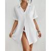 imageBsubseach Women Swimsuit Coverup Shirt Dress Button Down Bathing Suit Cover Up BeachwearWhite