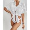 imageBsubseach Women Swimsuit Coverup Shirt Dress Button Down Bathing Suit Cover Up BeachwearWhite