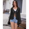 imageBsubseach Women Tie Front Crochet Cardigan Long Sleeve Knit Swimsuit Coverup Kimono Beach Cover Up Vacation OutfitsBlack