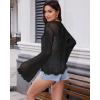 imageBsubseach Women Tie Front Crochet Cardigan Long Sleeve Knit Swimsuit Coverup Kimono Beach Cover Up Vacation OutfitsBlack